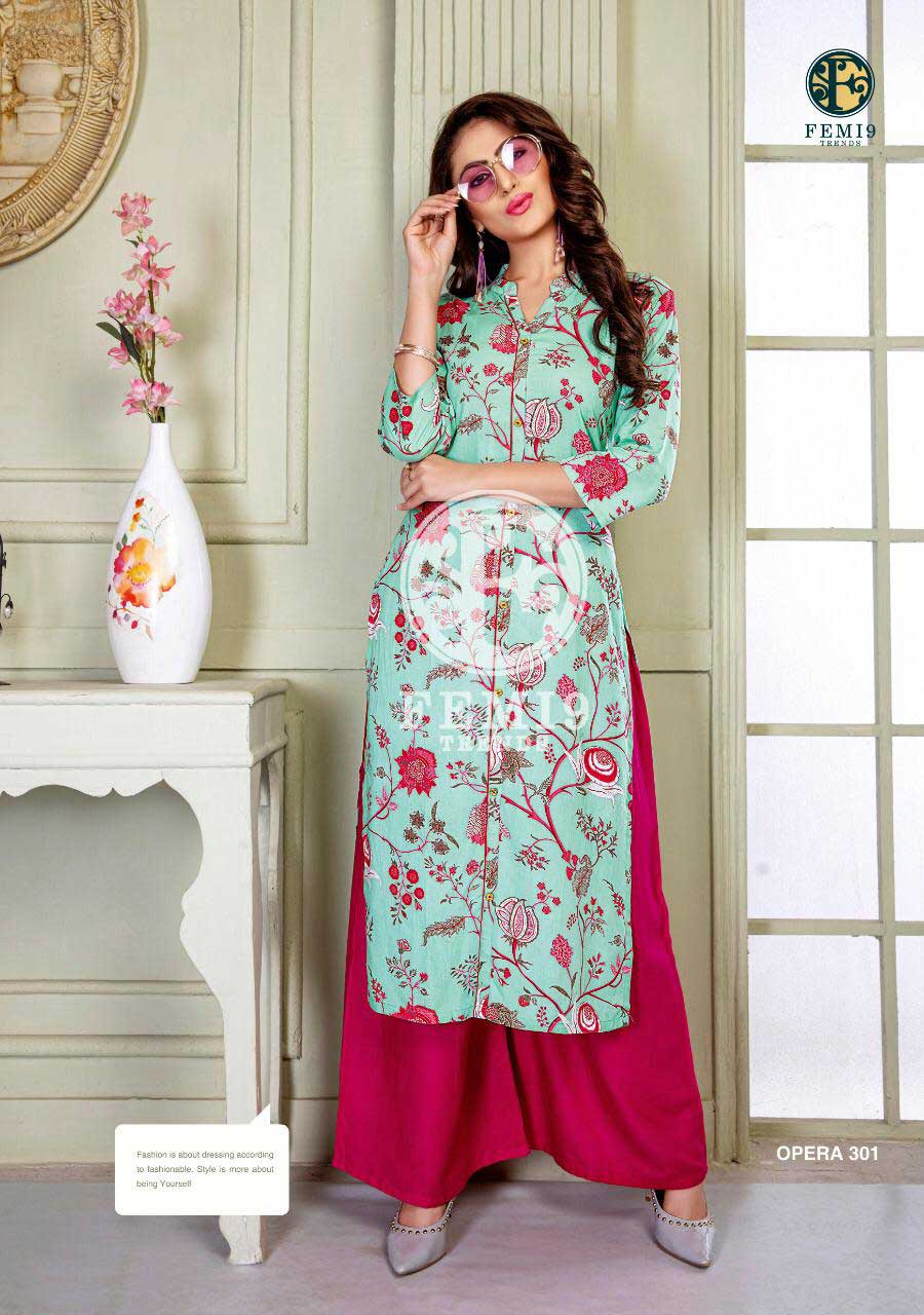 Opera Vol-3 Femi9Trends Rayon Interlock Palazzo Kurti Opera Vol-3 Femi9Trends Rayon Interlock Palazzo Kurti